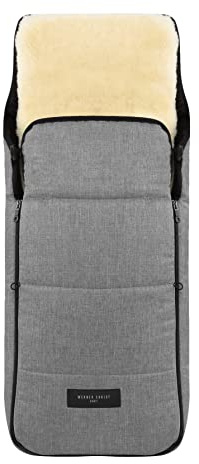 Sacco a pelo per passeggino CORTINA in pelle di agnello medicale di WERNER CHRIST BABY – Sacco estraibile (2-in-1) universale termico per bambini, in grigio puntinato