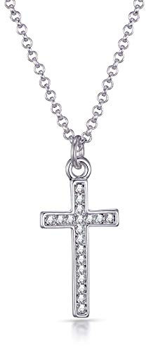 Philip Jones Silver Plated Pave Cross Necklace Created with Zircondia® Crystals