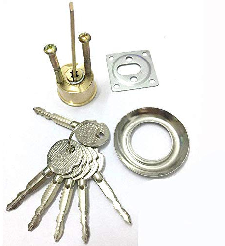 Serratura a cilindro di ricambio per porta anteriore con 6 chiavi, 750 mm x 27,7 mm