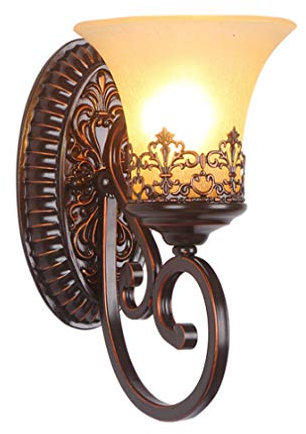 E27 Rustikal Wandleuchte Vintage Glas Design Klassisch Kerzen Wandspots Wandlampe für Retro Korridor Treppen Esszimmer Schlafzimmer Wohnzimmer Balkon Studie Büro Bar Badezimmer Spiegellampe 1-flammig