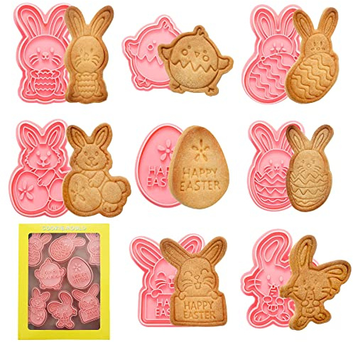 Pasqua Formine Biscotti,8 Pezzi Stampi Biscotti Pasqua,Stampini per Biscotti,Decorazioni Pasquali,Tagliabiscotti,Regalo Pasquale Ideale e Biscotti Pasquali