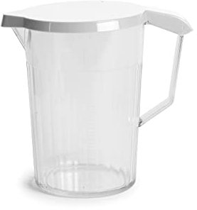 Harfield 750ml Graduated Jug with Lid Virtually Unbreakable Polycarbonate Drink Pitcher Measuring Jug (White)