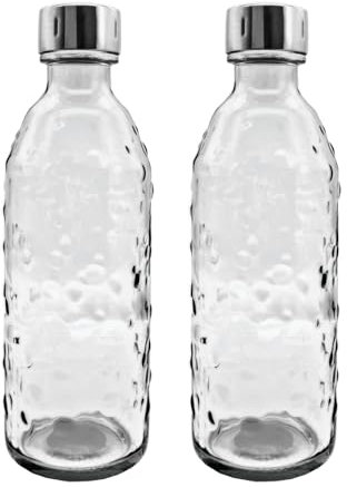 SodaBär | Glasflasche (Doppelpack) für Wassersprudler (SodaStream*,Aarke*,uvm.) im Retro Design | 0,7 l mit TWIN SECURE by SodaBär