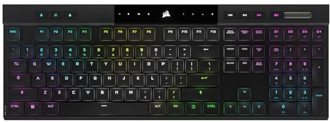 Corsair K100 AIR Wireless RGB Mechanical Gaming Keyboard - Ultra-Thin, Sub-1ms Slipstream, Low-Latency Bluetooth, Cherry MX Ultra Low Profile Keyswitches - NA Layout, QWERTY - Black