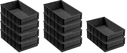 SparSet 10x Leitfähige Industriebox 300 B | HxBxT 8,1x18,3x30cm | 3,4 Liter | ESD, Sichtlagerkasten, Sortimentskasten, Sortimentsbox, Kleinteilebox