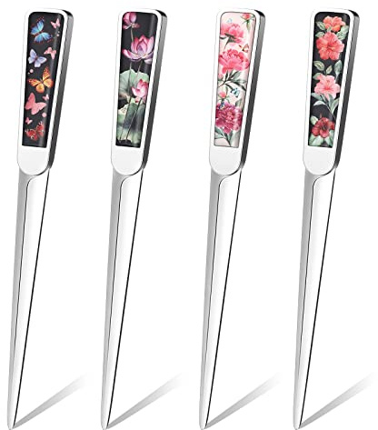 Chuangdi 4 Pieces Letter Opener Knife Fancy Stainless Steel Envelope Openers Slitter Lightweight Mail Opener Tool for Women Men Graduation Gift Office Home School Supplies(Vintage Style)