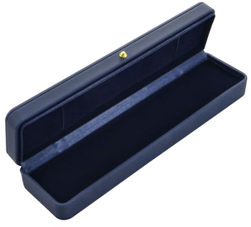 PATIKIL Velluto Collana Scatola, Singolo Slot Lunga Catena Scatola Vintage Gioielli Porta per Matrimonio Fidanzamento Proposta Cerimonia Anniversario, Blu