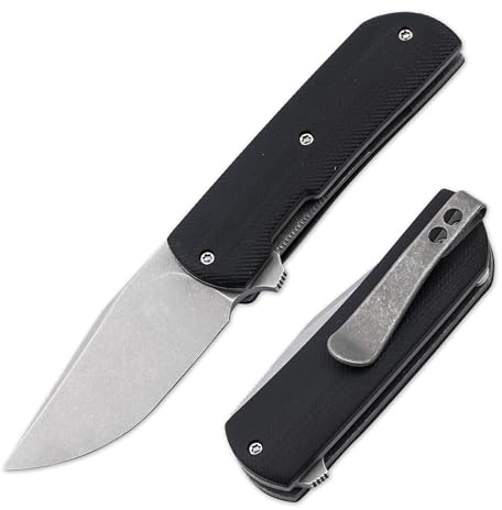 BÖKER PLUS® Urban Trapper Stubby - kleines Flipper Messer mit kugelgelagerter Droppoint Klinge - kompaktes Linerlock Taschen-Messer - Gentleman Folder mit G10 Griff - EDC Klappmesser mit Clip & Etui