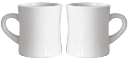 Serami Original Kaffeebecher-Set, 325 ml, Weiß, Keramiktassen, ideal für Küche, Reisen und heißen Tee, Retro-Waffelhaus-Tasse mit Griff, robuste Kaffeetassen (2 Stück)