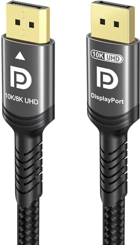 Ubluker 10K 8K 4K DisplayPort 2.1 Kabel 54Gbps 10M, Zertifiziertes DP zu DP Kabel 4K 240Hz 165Hz 144Hz 120Hz 10K 8K 60Hz Nylon Geflochten UHBR HDCP2.3 FreeSync G-Sync RTX5090 Monitor PC Projektor