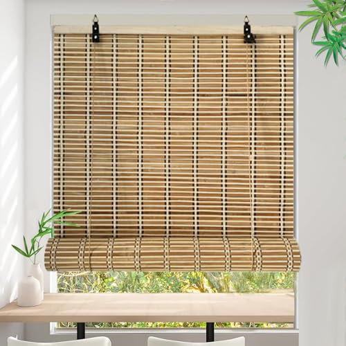 Sh000ad Bambus-Rollo Natur Raffrollo Jalousie,Bambusrollo Für Türen und Fenster mit Lifter,Sonnenschutz Sichtschutz Rollo Seitenzugrollo,Für Innen/Außen,Anpassbar,Breite x Höhe (45cm x 80cm)