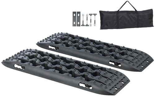Lescars Sandblech: 2er-Set Reifen-Traktionsmatten, ultrastabile Nylonfaser, 90x31x6 cm (Anfahrhilfe, Sandboards, Schneeketten)