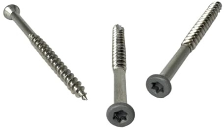 Ceta Painted Head Decking Screw for Composite Decking, Colour Matched Screw, Coloured Screws, 4.2 x 55mm Stainless Steel Colour Coded Screws, 5 Colours, Pack of 50. (Grey (RAL7042))