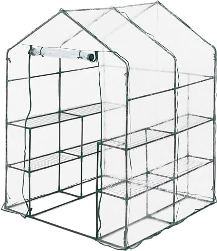 DEEJAAH® Walk In Greenhouse - 8 Shelves Cold Frame Growhouse With Clear PVC Cover, Roll-Up Zipped Door - Premium Quality GreenHouse For Plants, Garden And Outdoor