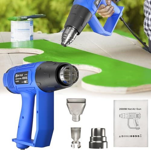 Pistola ad Aria Calda Professionale, Pistola Termica 2000W, 2 Livelli di Temperatura Regolabile 300ºC / 600ºC con 4 Accessori e Protezione da Sovraccarico Per Sverniciare, Riscaldare e Scongelare