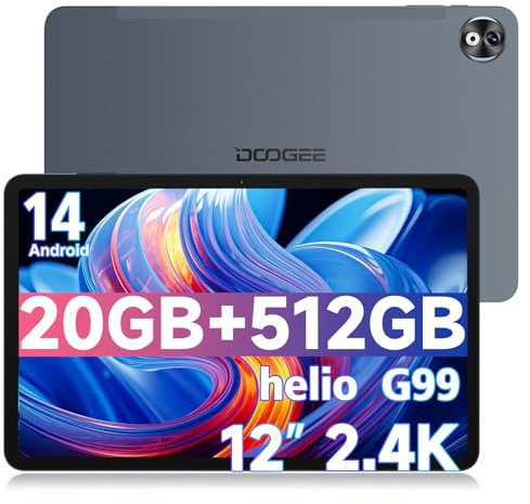 DOOGEE T40PRO Tablette avec Clavier Helio G99,Tablette 12 Pouces 20GO RAM 512GO ROM(TF 2TB),Tablette Android 14 Batterie de 10800mAh,Écran 2.4K/16MP+8MP/4 Haut-Parleur/7.6mm Corps/Double SIM/GPS