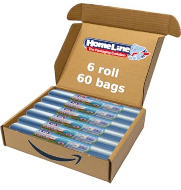 HOME LINE - 60 bolsas de basura de 110 litros - 70 x 110 cm - Bolsas con lazos, antigoteo y ultrarresistentes | Bolsas de basura para recogida selectiva - Color azul