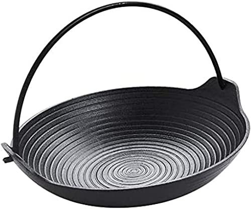 SBCGFY Cast Iron Round Grill Plate Serving Pan Frying Pan with Handle for Picnic/Garden/Camping.-21 cm Wok