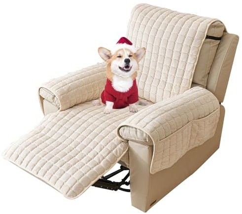 CFPLeHiYS Sesselschoner Relaxsessel Sesselüberwurf mit Armlehne Sesselauflage Anti-Rutsch Fernsehsessel Schonbezug Sofa Armlehnenbezüge Sesselbezüge für Haustieren Hund(Beige,1 Sitz (53 * 190cm))