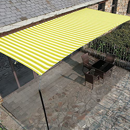 Tenda parasole a vela rettangolare a righe, resistente ai raggi UV, per giardino, cortile, patio, esterno, vela ombreggiante con materiale HDPE, dimensioni 6 x 8 m