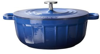 Molung 5 Quart Enameled Cast Iron Dutch Oven with Lid - Heavy Duty Casserole Pot – For Roasting, Baking, Stewing - Enamel Coated Cookware (Skydeep Blue)