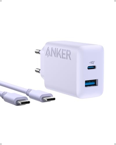Anker 20W USB C Ladegerät, Netzteil USB C, PD Schnellladegerät | 2-Port Schnellladen für iPhone 17/16/15 Serie, Galaxy, iPad und mehr, inkl. 150cm USB-C Kabel