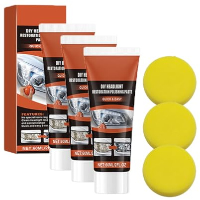 Restaurador de faros de coche de 60 ml, kit de restauración de faros, kit de restauración de faros, limpiador de faros, kit de limpieza y restauración de faros (3 Set)