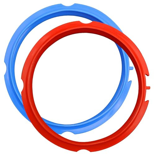 CKANDAY Sealing Ring for Instant Pot Mini 3 Qt, 2 Count, Inner Pot Seal Ring, Replacement Silicone Gasket Seal Rings for 3 Quart Electric Pressure Cooker Accessories Parts, Blue + Red
