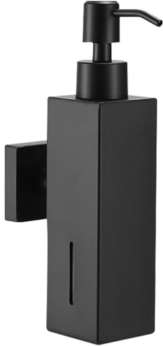 Wesoke Seifenspender, Wandmontierter quadratischer Handwaschspender mit Pumpe, 160 ml Flüssigkeitsspender aus Edelstahl 304, nachfüllbare Spülmittelspender für Küche, Badezimmer, Schwarz