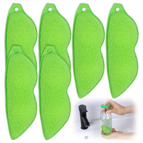6 Pcs Magic Beans Bottle Cleaner Sponge Reusable Bean Shape Water Bottle Cleaning Sponge Green Heat Resistance Bottle Brush for Internal Cleaning of Small Mouth Cleaning Tools