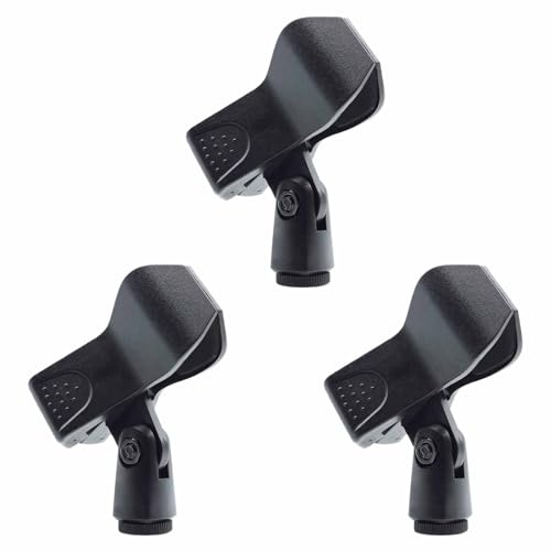 3 PCS Universal Microphone Clip Mic Holder, Mic Clip, Microphone Clip, Mic Holder, Microphone Holder, 3/8 Female Thread Screw Adapter for Microphones, Clamping range 25 to 46 mm (Black)