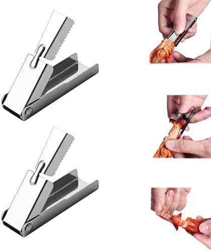 Crawfish Peeler Tool, Stainless Steel Crawfish Tail Peeler Tool, Crawfish Sheller Seafood Tool, Efficient Easily Peeling Shrimp Tails, Crawfish Tail Remover Tool for Kitchen Restaurant (2PCS)