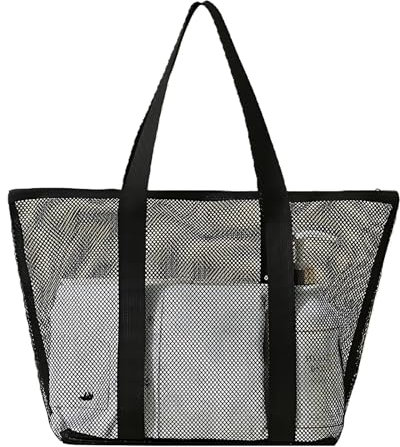 JazRvr Sandspielzeug Tasche, Groß Netz Strandtasche für Sandspielzeug, Strandspielzeug Tasche, Tasche für Sandspielzeug, 48 x 32 x 32 cm, Ideal für Strand, Reise, Fitnessstudio