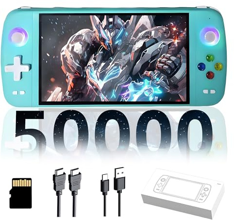 M27 Retro Handheld Game Console 51000+ Games,30+ Emulators,EmuELEC System,1024*600P 7-Inch IPS Screen Handheld Retro Gaming Console,3000mAh Portable Emulator Handheld,Plug and Play (Green, 256G)