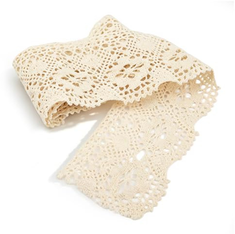 Cotone a nastro in pizzo vintage, 10 metri all'uncinetto in pizzo per le forniture di scrapbooking decorazione di abbigliamento per matrimoni (Beige)