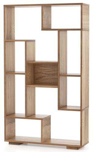 GIANTEX Bücherregal, 70 x 20 x 120 cm Holz Standregal mit Anti-Kipp-Vorrichtungen, freistehendes offenes Raumteiler Regal für Wohnzimmer, Arbeitszimmer & Büro (Natur)