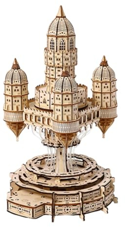 Rompecabezas 3D de madera, castillo en el cielo, modelo DIY con luces LED, adorno creativo de escritorio regalo para adolescentes y adultos (521 piezas)