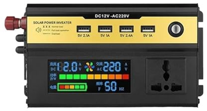 Convertisseur Tension Onduleur De Voiture 3000-6000W Transformateur 12/24 V CC vers 220 V CA avec Prise USB Universelle Chargeur Onduleur Sinusoïdal Modifié(12V,3000W)