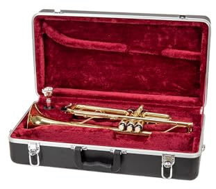 Crossrock Trumpet Case for Bb Horn | Textured Black Finish with Velvet Interior, Security Lock, Metal Feet & Detachable Strap (CRA865TRBK)
