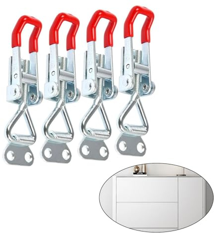 4 Pack Heavy Duty Metal Toggle Latch – Adjustable Quick Release Latch Catch, Over-Centre Box Latch for Tool Boxes, Cabinets, Trunk Latch, Outdoor Latches, Spring Loaded Catches