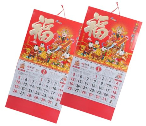 NUOBESTY 2 Pezzi Calendario lunare Calendario di nuovo anno Red