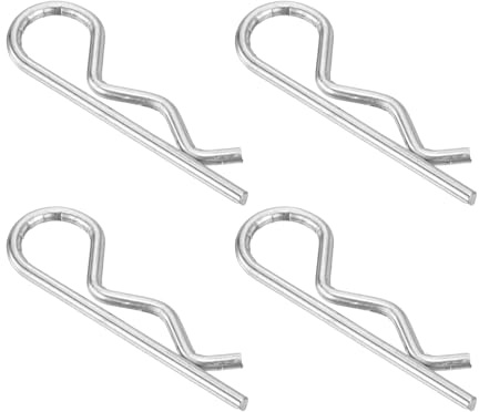 QUARKZMAN 4 Piezas Pasadores De Resorte En Forma De R 4mm X 80mm (Plateado) | De Acero Inoxidable 304, Para Electrodomésticos Automotriz, Pasadores De Resorte En Forma De R