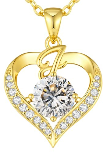 LOUISA SECRET Necklaces for Women A-Z Capital Initial Love Heart Pendant with 18K Gold Plated,Personalised Jewellery Gifts for Women Wife Her Mum Anniversary Birthday Mother's Day