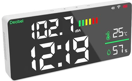 Odorkle Sonomètre 11 pouces grand écran LED testeur de décibels avec WiFi et application mobile pour maison bureau studio usine salle de classe mesure sonore précise