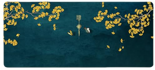 Gaming Mauspad XXL Japanischer Stil Personalisierbar rutschfeste Gummiunterseite Vernähte Kanten Großes Mousepad Wasserabweisend Asiatisches Motiv 900x400mm