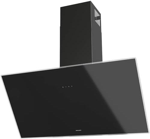 Oranier Dunstabzugshaube 90 cm LEA kopffrei schwarz - Wandhaube inkl. Plasmafilter & Schacht - Abluft Umluft umstellbar - moderne Küchenhaube mit LED Licht, Touch Bedienung & 3 Leistungsstufen