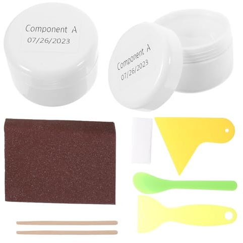 SOLUSTRE Kit di da Applicare Particelle di Cristallo Bianco e Resina UV per Ceramica per Piastrelle, da Bagno e Lavabo in Porcellana