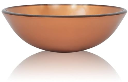 vidaXL Tempered Glass Basin in Copper-Brown Finish - Stylish Above-Counter Washroom and Bathroom Sink.