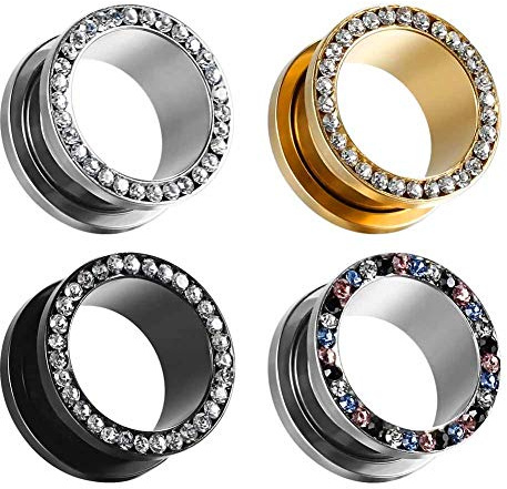 COOEAR Ohr Tunnel Flesh Plugs Piercing Expander Stretchers Ohrringe Stahl Edelstein Frauen Schmuck Größe 8g(3mm) bis 5/8(16mm).
