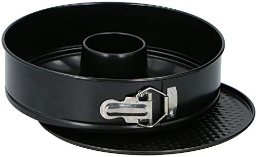 alpina Backform Set 3-teilig, Springform 26 cm rund, Rohrboden Einsatz und Flachboden, Inkl. Antihaftbeschichtung und Tortenring verstellbar, ideale Kuchenform für jeden Einsatz, schwarz, 871125216693
